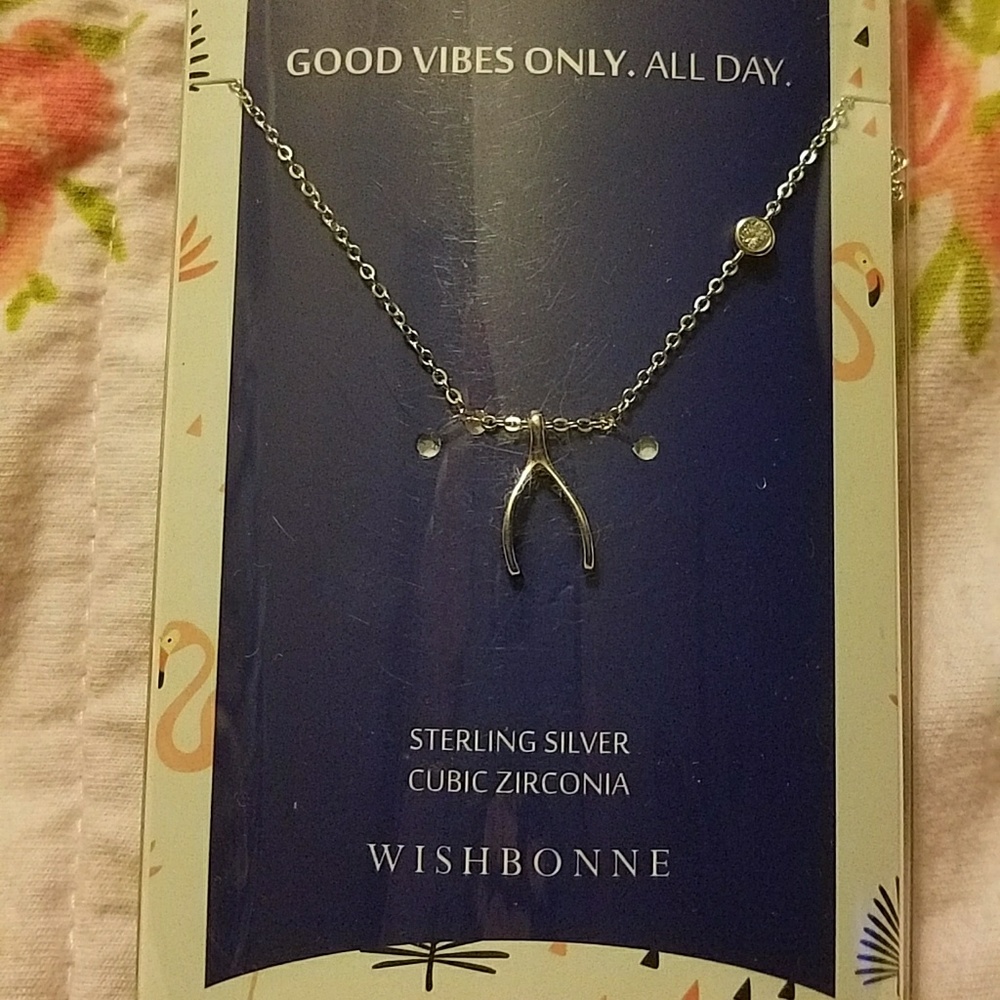 Wishbone necklace sterling silver